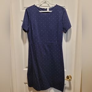 Old Navy shift dress. Navy blue with green dots. US Lg.